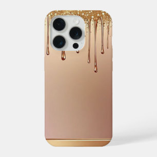 ✨ Rose Goldr Drip Elegance Over Gold Metallic Gl iPhone 15 Pro Case