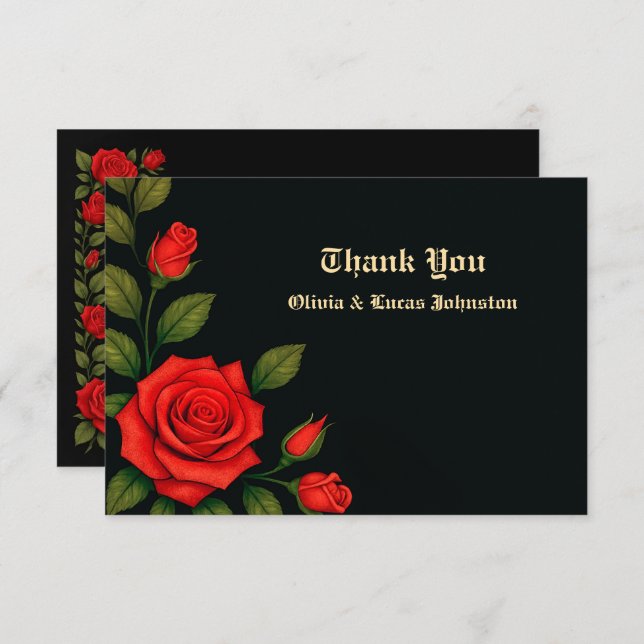 Rose Gothic Wedding Flat Thank You Card (Front/Back)