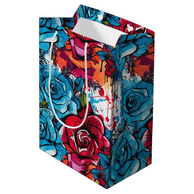 Rose Graffiti Urban Streetwear  Medium Gift Bag (Back Angled)