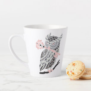 Rose Great Horned Owl Latte Mug