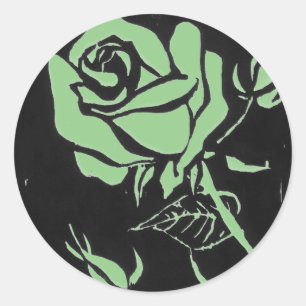 "Rose Green" Floral Sticker