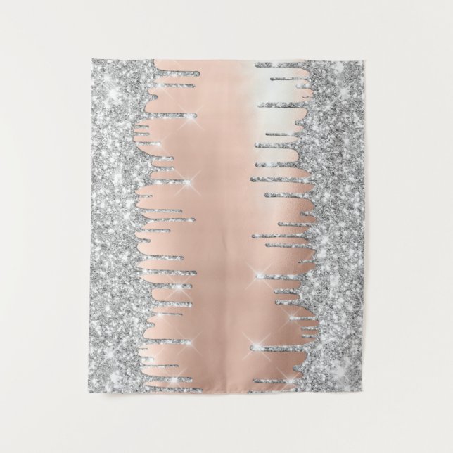 Rose Grey Silver Drips Window Decor Medium Tapestry (Front)