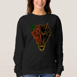Rose Half Wolf Face Aesthetic Retro Nostalgia ON B Sweatshirt