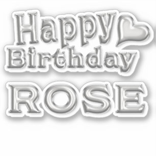 Rose Happy Birthday silver sticker sticker
