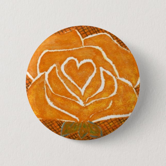 "Rose Heart #3" Floral Button (Front)