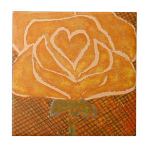 "Rose Heart #3a" Kitchen Garden Ceramic Tile