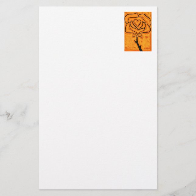 "Rose Heart #5" Floral Stationery (Front)