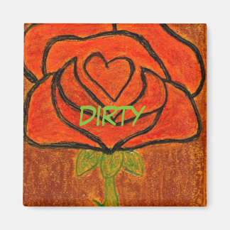 "Rose Heart #6" Dirty Dishwasher Status Magnet