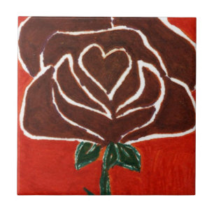 "Rose Heart #7" Kitchen Garden Ceramic Tile