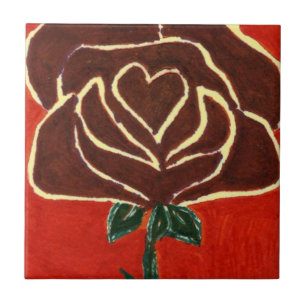 "Rose Heart #7-yellow" Kitchen Garden Ceramic Tile