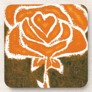 "Rose Heart #8" Floral Coaster Set