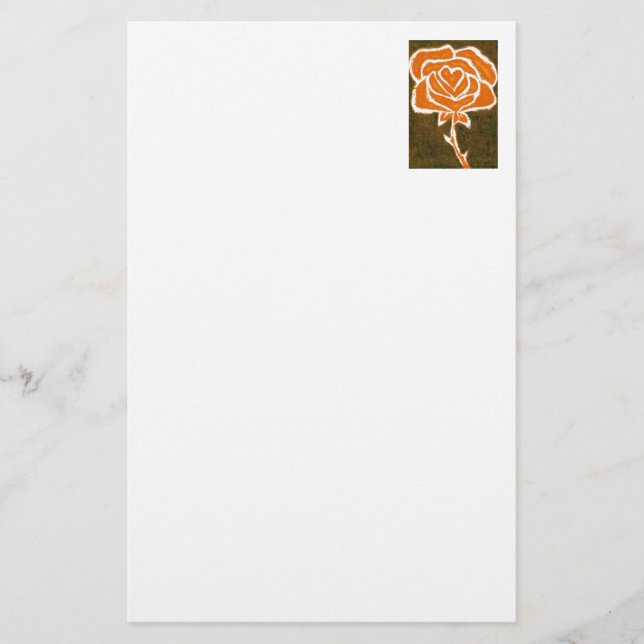 "Rose Heart #8" Floral Stationery (Front)
