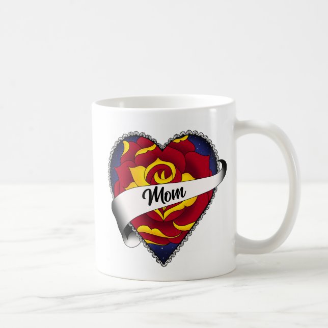 Rose Heart Mum Tattoo Coffee Mug (Right)