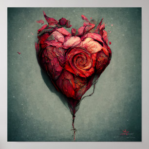 Rose Heart Painting Poster
