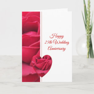 Rose Heart Personalised 25th Wedding Anniversary Card