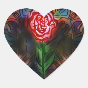 Rose Heart Sticker