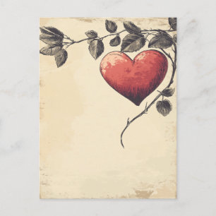 Rose Heart Vintage Valentine's Day love letter Postcard