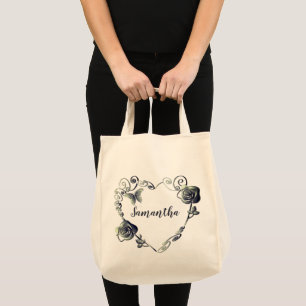 Rose Heart w/Name Tote Bag
