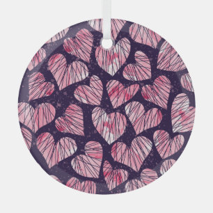 Rose heart: watercolor seamless pattern. glass tree decoration