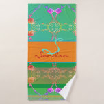 Rose Hearts Apricot & Teal Bath Towel Set<br><div class="desc">I designed these rose graphics inspired by Faberge,  gradient teal and moss colours and refreshing apricot,  to match a duvet cover,  pillows and pillow covers you can find at my Zazzle shop!</div>