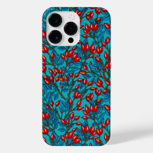 Rose hips, red and blue iPhone 14 pro max case