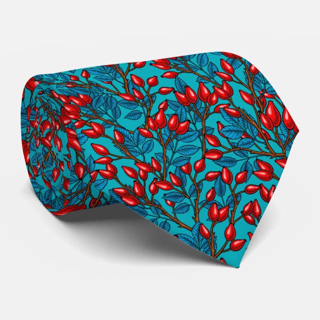 Rose hips, red and blue tie (Rolled)