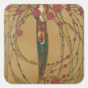 Rose House by Margaret MacDonald MacKintosh Square Sticker