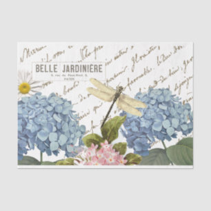 Rose Hummingbird Dragonfly French Script Honeybee Tissue Paper