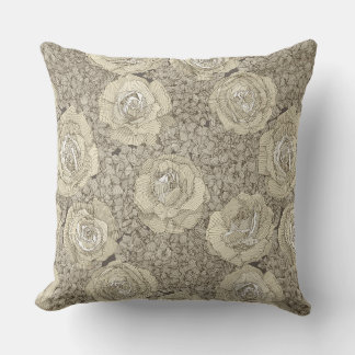 rose hydrangea floral cream tea leather cushion