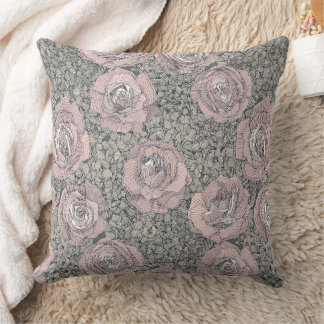 rose hydrangea floral pale pink indigo gray cushion