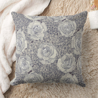 rose hydrangea floral pearl navy plum cushion
