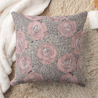 rose hydrangea floral pink mulberry plum cushion