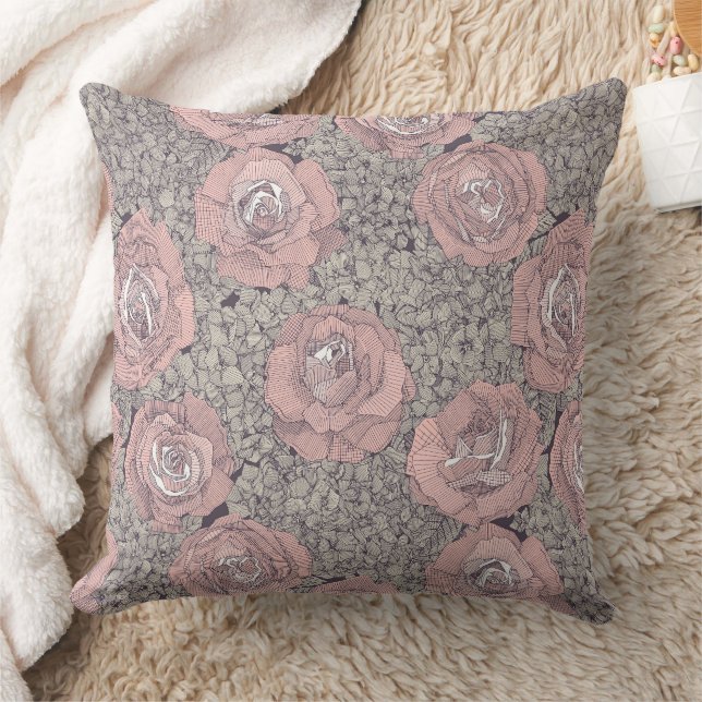 rose hydrangea floral pink mulberry plum cushion (Blanket)