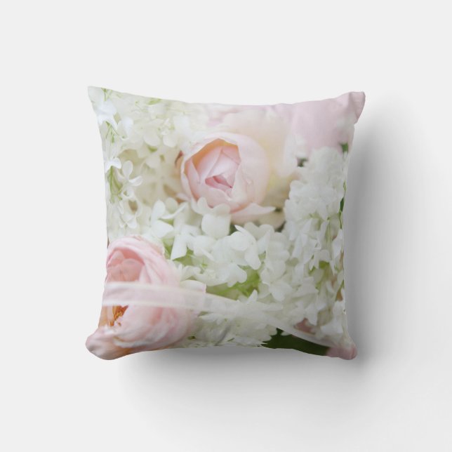 Rose hydrangea ribbon cushion (Front)