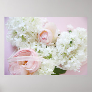 Rose hydrangea ribbon poster