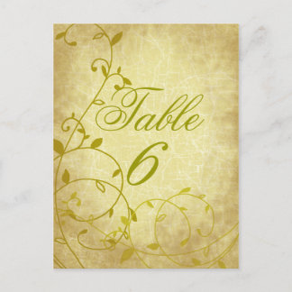 Rose II Vine Vintage Crackle Table Number Card