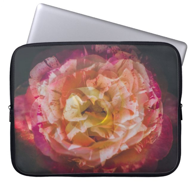 Rose in a double exposure image laptop sleeve (Front)