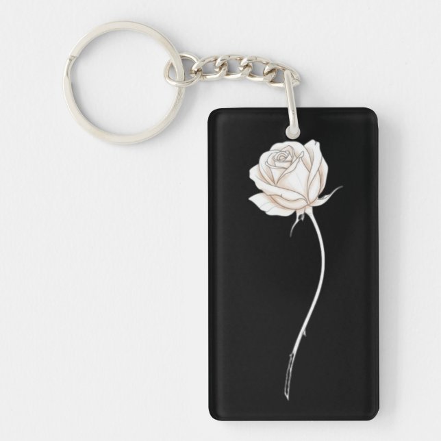 Rose in Bloom - Birthday Gift Key Ring (Front)