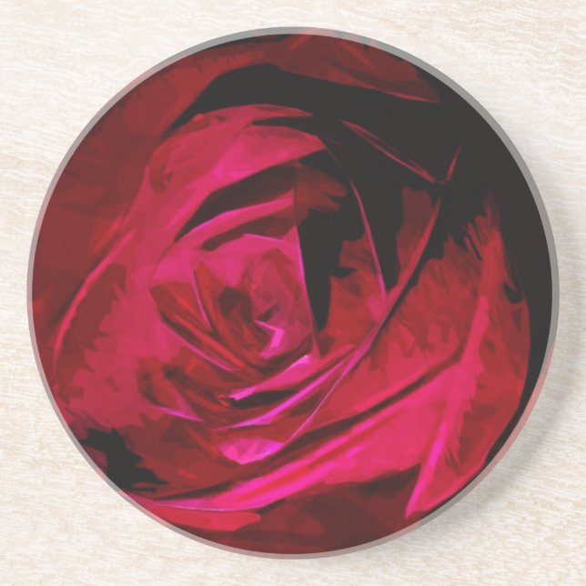 Rose In Darkness Abstract Impressionism Coaster (Front)