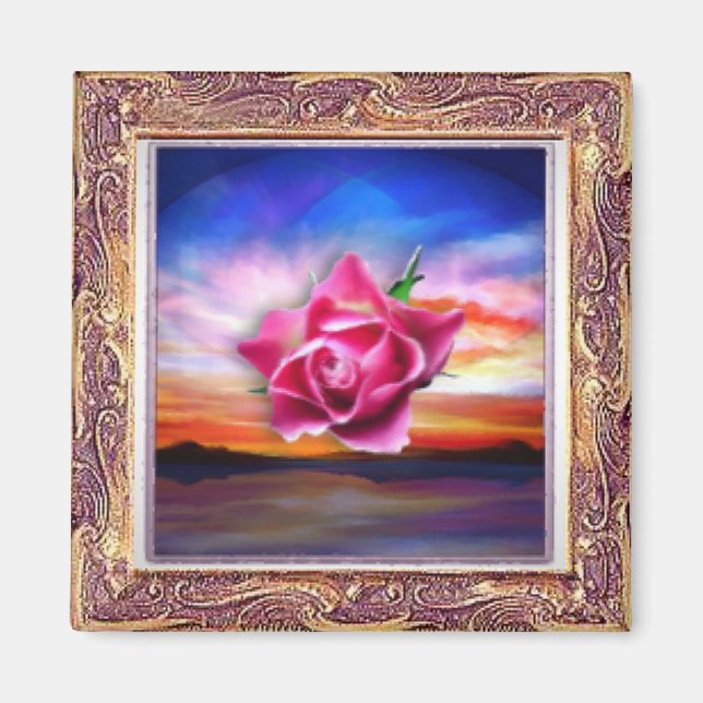 Rose in The Sky Framed Magnet (Front)