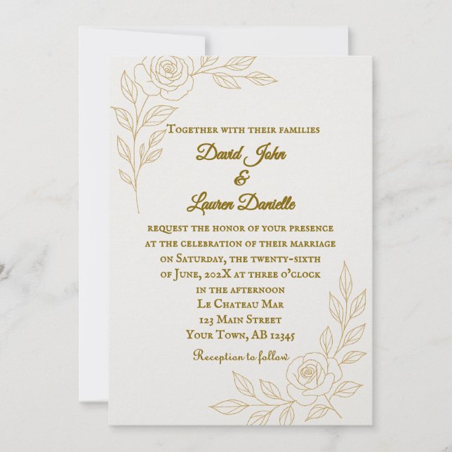 Rose in Time Photo Wedding Invitation (Front)