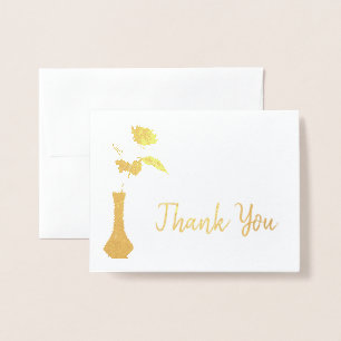 Rose In Vase Wedding Thank You  Foil Card
