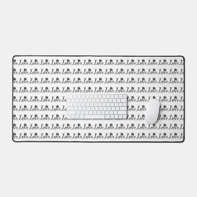 Rose-Infused Love: A Unique Typography Desk Mat (Keyboard & Mouse)