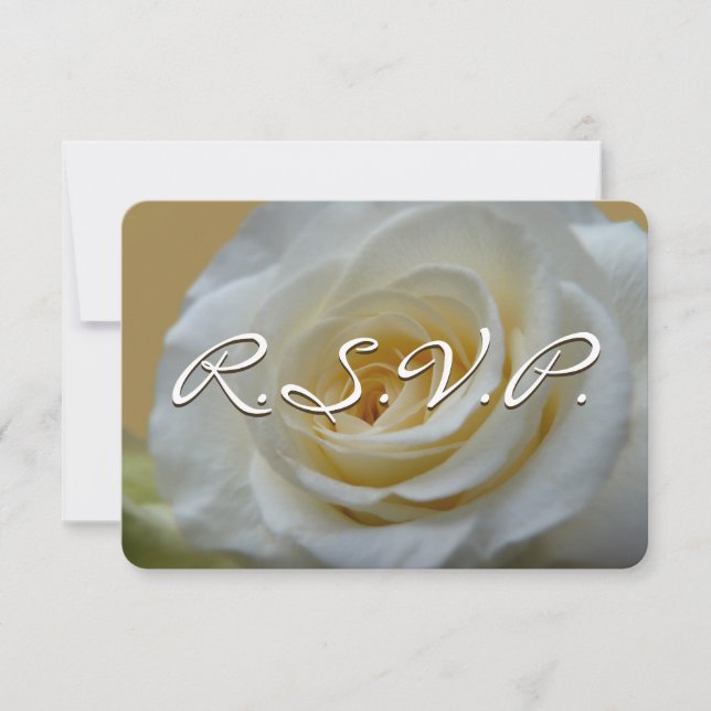 Rose Invitation Personalised White Rose RSVP Card (Front)