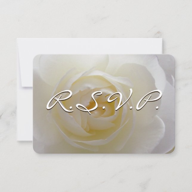 Rose Invitation Personalised White Rose RSVP Card (Front)