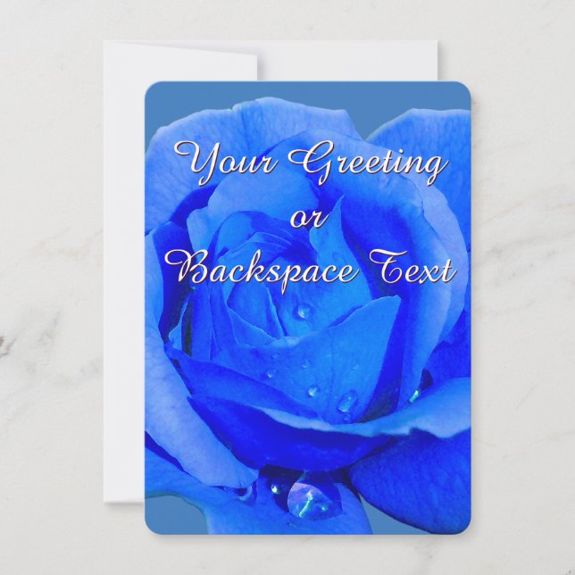 Rose Invitations Personalised Blue Rose RSVP Cards (Front)