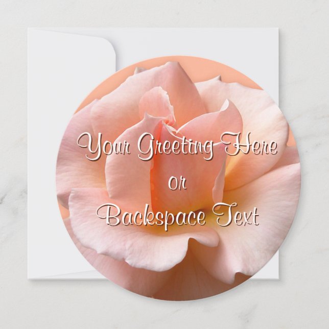 Rose Invitations Personalised Peach Rose RSVP Card (Front)
