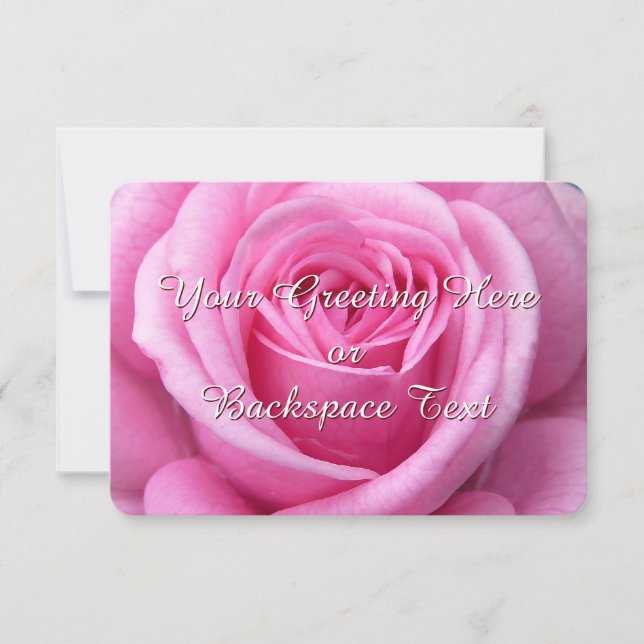 Rose Invitations Personalised Pink Rose RSVP Cards (Front)