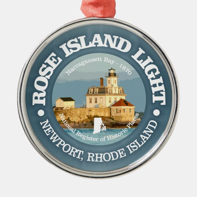 Rose Island Light Metal Tree Decoration (Front)