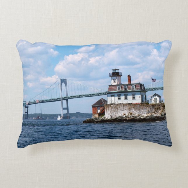 Rose Island Lighthouse, Rhode Island Decorative Cushion (Front)